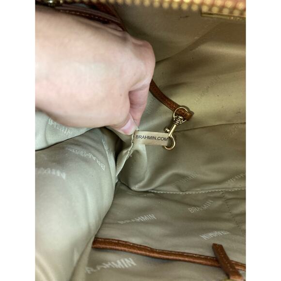 BRAHMIN, LARGE BROWN PEBBLED LEATHER HANDBAG - Picture 15 of 16